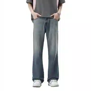 【dme】 美式高街简约设计百搭基础款休闲宽松垂感直筒牛仔裤 男女同款 蓝色