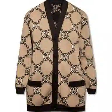 GUCCI FW21 Interlocking GG Wool Cardigan Brown