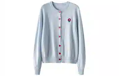 恒源祥 花朵绣花圆领单排扣开衫长袖毛衣 女款