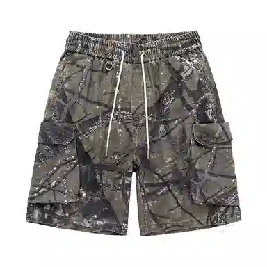 逆腾 美式多口袋工装休闲短裤 男女同款 迷彩色