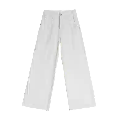 拾籍 甜酷风高腰宽松阔腿牛仔裤 女款 白色