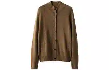 恒源祥 纯色半高领单排扣开衫毛衣 女款