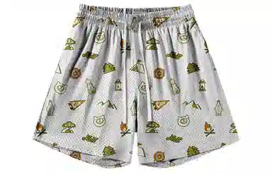 王者荣耀 鲁班七号星空梦想款 趣味创意卡通印花拼接撞色运动篮球家居服系带宽松直筒松弛感慵懒风五分休闲短裤 男女同款