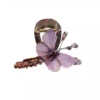 丹琴 气质复古风刺绣蝴蝶抓夹女精致高级感国风后脑勺半扎发鲨鱼夹发饰 树脂/水钻 发夹 女款