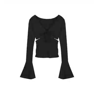 JUFU V-Neck Long Sleeve Tee