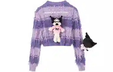 13 DEMARZO x Sanrio 23FW Plush Doll Stripe Knit Cardigan