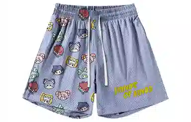 王者荣耀 英雄系列趣味创意卡通印花拼接撞色运动篮球家居服系带宽松直筒松弛感慵懒风五分休闲短裤 男女同款