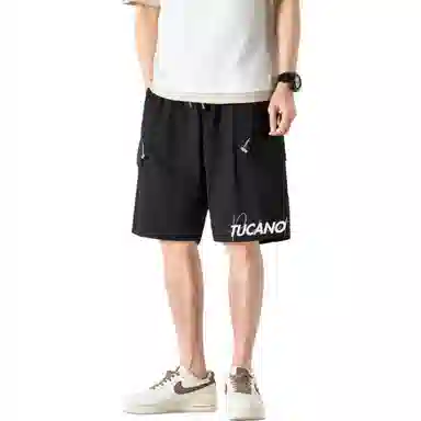 啄木鸟 城市机能风多口袋抽绳系带运动宽松五分工装休闲短裤 男女同款 米白