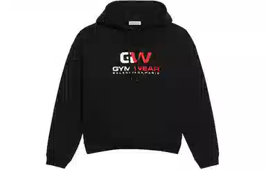 Balenciaga Letter Embroidered Hoodie Black