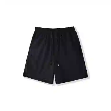我是大卫 纯色中腰系带潮牌高街薄款透气宽松运动五分休闲短裤 男女同款 黑色