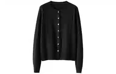 恒源祥 圆领纯色长袖单排扣开衫毛衣 女款