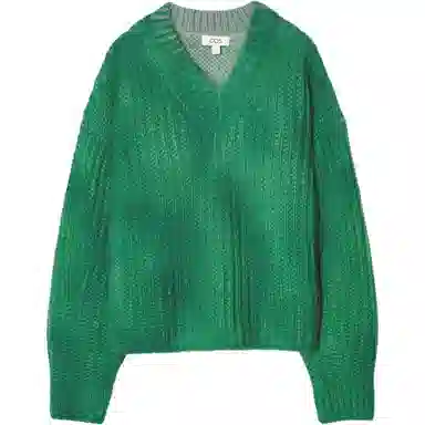 COS V-Neck Relaxed Sweater Green