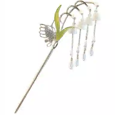 【清风明月】 指尖瑰宝 古风蝴蝶铃兰花流苏簪子温柔优雅气质简约小众设计高级感森系立体繁花链条步摇发饰 合金/锆石/滴油 发簪 女款
