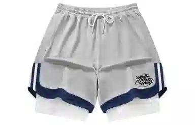 王者荣耀 标语款 美式基础款字母印花户外运动篮球跑步训练宽松透气假两件抽绳休闲短裤 男女同款