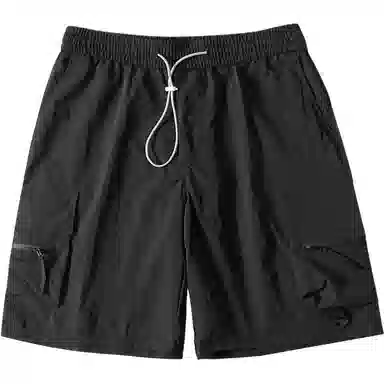 袋鼠 美式基础款复古山系纯色抽绳中腰宽松大口袋机能透气防风防水直筒多巴胺速干五分休闲短裤 男女同款