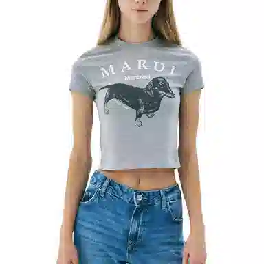 MARDI MERCREDI CROPPED TSHIRT DDANJI_GREY WHITE SS25T