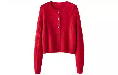 恒源祥 纽扣绞花休闲舒适开衫毛衣 女款