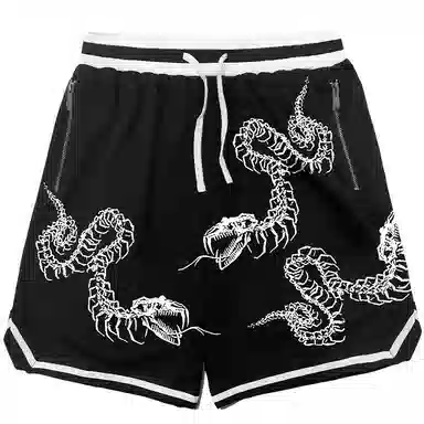 MIRACLE KILL SS25 Snake Skull Print Shorts Black
