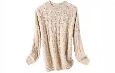 恒源祥 复古慵懒风羊毛衫钩花毛衣 女款