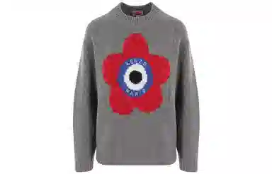 KENZO Floral Print Crewneck Sweater Grey