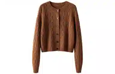 恒源祥 纽扣绞花休闲舒适开衫毛衣 女款