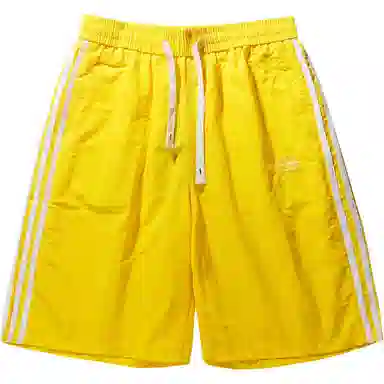 袋鼠 学院风条纹舒适宽松直筒系带休闲短裤 男女同款