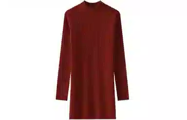 恒源祥 纯色中长款坑条毛衣 女款