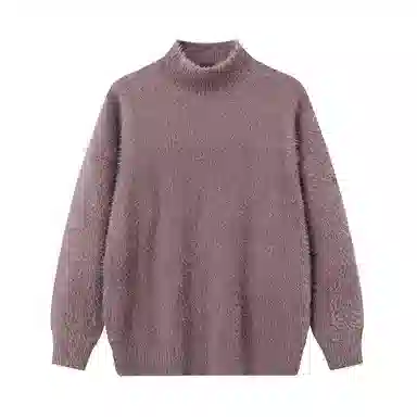 红蜻蜓 简约百搭纯色半高领套头上衣慵懒风休闲通勤穿搭仿水貂绒长袖毛衣 男女同款