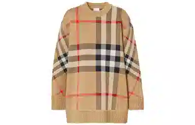 Burberry Check Jacquard Wool Knit Sweater