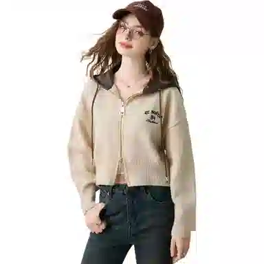 法文箱子 简约连帽休闲舒适毛衣 女款