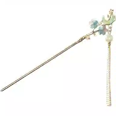 【双生蝶】 指尖瑰宝 古风双色月牙花朵新中式简约大气小众设计立体镂空璀璨多彩双花灵动步摇流苏发饰 合金/滴油 发簪 女款