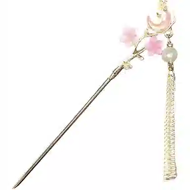 【双生蝶】 指尖瑰宝 古风双色月牙花朵新中式简约大气小众设计立体镂空璀璨多彩双花灵动步摇流苏发饰 合金/滴油 发簪 女款