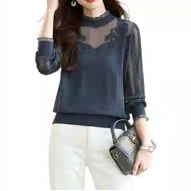 曲韩 蕾丝打底舒适长袖毛衣 女款