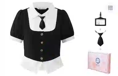 东鲸岁时记 美式学院风拼色气质上衣尖领假两件收腰短袖衬衫 春夏季 女款 礼盒装 假日来信