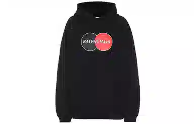 Balenciaga Printed Oversized Hoodie Black