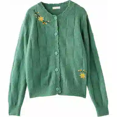 茵曼 复古提花圆领开衫长袖毛衣 女款