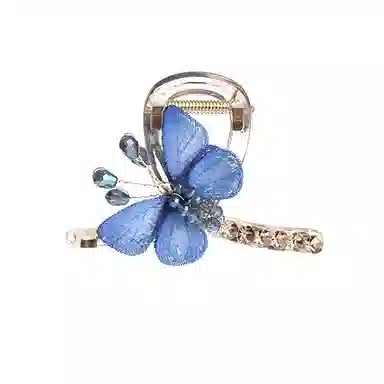 丹琴 气质复古风刺绣蝴蝶抓夹女精致高级感国风后脑勺半扎发鲨鱼夹发饰 树脂/水钻 发夹 女款