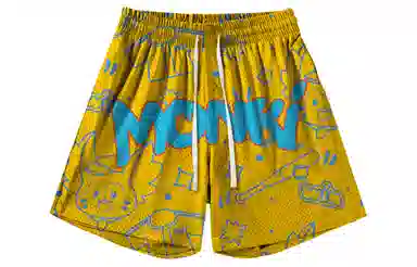 王者荣耀 梦奇款 趣味创意卡通印花拼接撞色满印运动篮球家居服系带宽松直筒松弛感慵懒风五分休闲短裤 男女同款