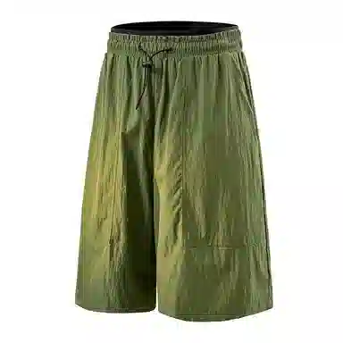 兰缪 美式复古高街风纯色基础款户外日常通勤亲肤柔软舒适透气运动直筒宽松五分裤休闲短裤 男女同款