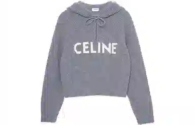 CELINE Logo Wool Hoodie Gray