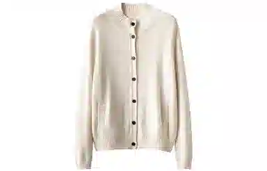 恒源祥 纯色半高领单排扣开衫毛衣 女款