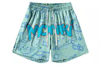 王者荣耀 梦奇款 趣味创意卡通印花拼接撞色满印运动篮球家居服系带宽松直筒松弛感慵懒风五分休闲短裤 男女同款