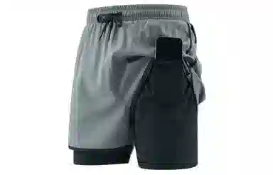 王者荣耀 鲁班七号款 美式基础款反光印花简约篮球跑步训练透气假两件紧身运动休闲短裤 男女同款