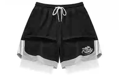 王者荣耀 标语款 美式基础款字母印花户外运动篮球跑步训练宽松透气假两件抽绳休闲短裤 男女同款