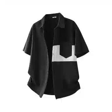 冰飞 日系复古学院高级感条纹拼接简约基础款宽松休闲舒适时尚潮流百搭凉感短袖衬衫 男女同款