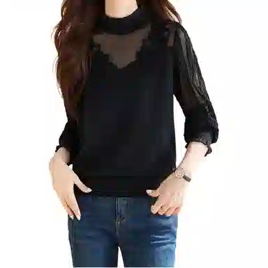 曲韩 蕾丝打底舒适长袖毛衣 女款