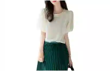 【dme】 纯色圆领短袖衬衫 女款 米白