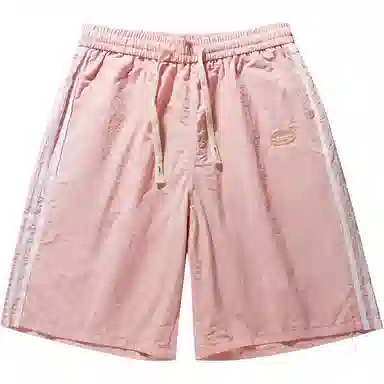 袋鼠 学院风条纹舒适宽松直筒系带休闲短裤 男女同款