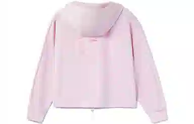 李宁 健身系列 纯色宽松连帽套头卫衣 女款 樱花粉 