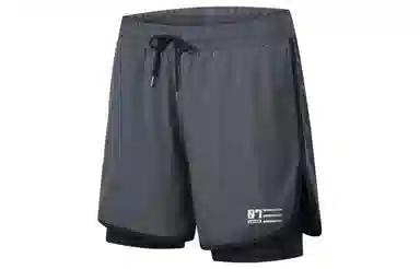 王者荣耀 鲁班七号款 美式基础款反光印花简约篮球跑步训练透气假两件紧身运动休闲短裤 男女同款